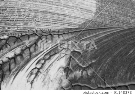 black white abstract acrylic painting color texture on white paper background by using rorschach inkblot method 91148378