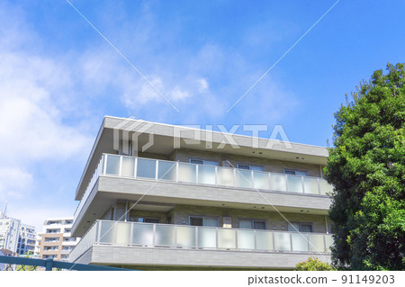 Exterior of the apartment and blue sky Exterior of the apartment and blue sky 91149203