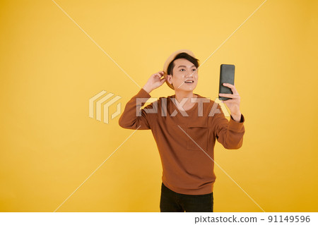 Happy Man Taking Selfie 91149596