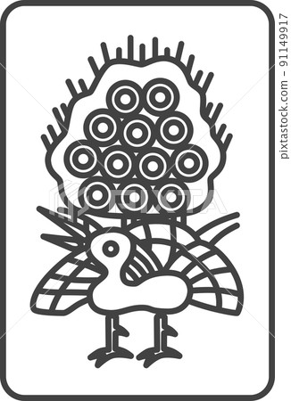 Line drawing Mahjong tile illustration icon Line drawing Mahjong tile illustration icon 91149917