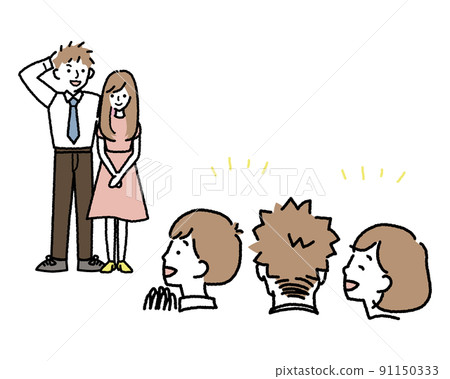 她和一個害羞的報告結婚的男人擁抱的彩色版本 91150333