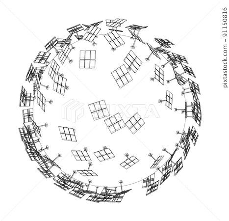 Solar Panels on Earth Concept. Vector 91150816