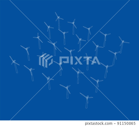 Wind turbines. Vector rendering of 3d Wind turbines. Vector rendering of 3d 91150865