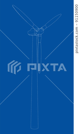 Wind turbine. Vector rendering of 3d Wind turbine. Vector rendering of 3d 91150900