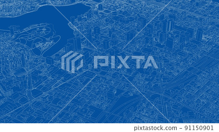 Cityscape Sketch. Vector rendering of 3d Cityscape Sketch. Vector rendering of 3d 91150901