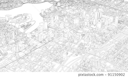 Cityscape Sketch. Vector rendering of 3d Cityscape Sketch. Vector rendering of 3d 91150902