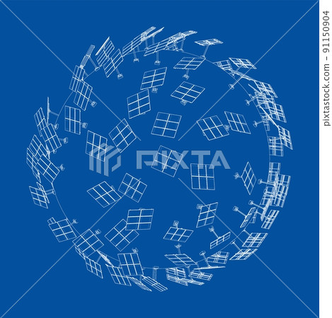 Solar Panels on Earth Concept. Vector Solar Panels on Earth Concept. Vector 91150904
