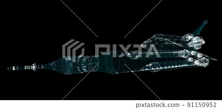 Abstract space rocket and shuttle. All of the particles 91150952