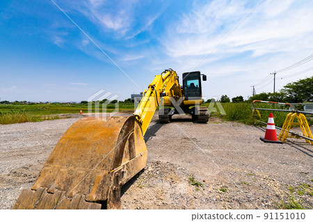 During construction work Heavy equipment backhoe 91151010