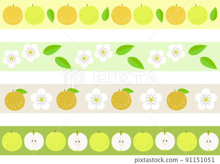 Border set of Japanese pear fruit, leaves and flowers Border set of Japanese pear fruit, leaves and flowers 91151051