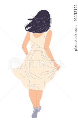 Running Brunette Woman Back View Running Brunette Woman Back View 91152121