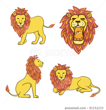 Cartoon lion set. 91152215