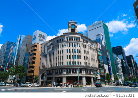 [東京都中央區]銀座四丁目周邊的城市景觀 91152321