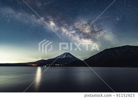 Mt. Fuji and the Milky Way seen from the campsite 91152923