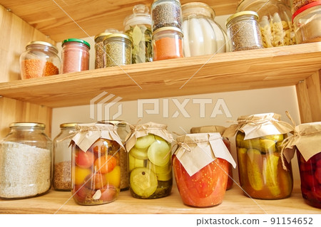 Storage of food in the kitchen in the pantry 91154652