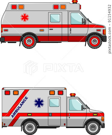 Ambulance cars isolated on white background in flat style 91154932