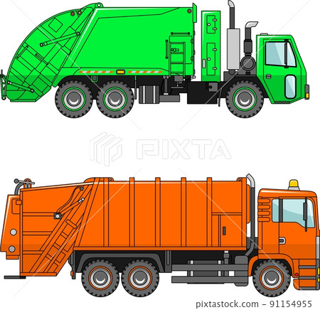 Garbage trucks on a white background in a flat style Garbage trucks on a white background in a flat style 91154955