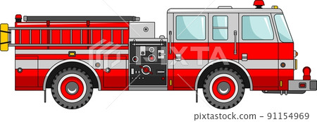 Fire truck on a white background in a flat style 91154969