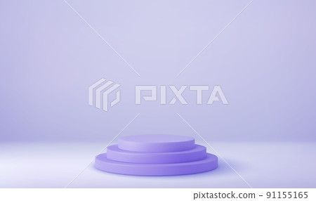 3d Shiny white round pedestal podium. 91155165