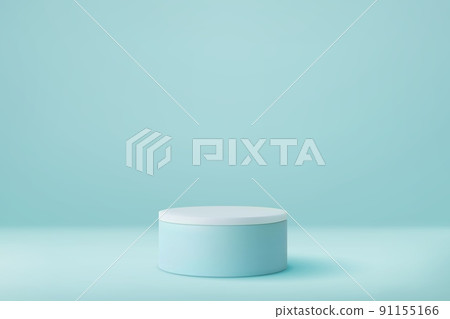 3d Shiny white round pedestal podium. 3d Shiny white round pedestal podium. 91155166