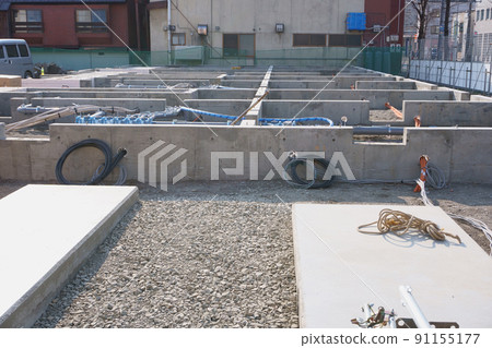 Scenery of the apartment construction site 91155177