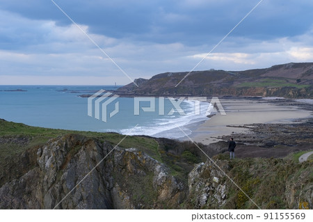 The Bay of Ecalgrain at the end of the day in France The Bay of Ecalgrain at the end of the day in France 91155569