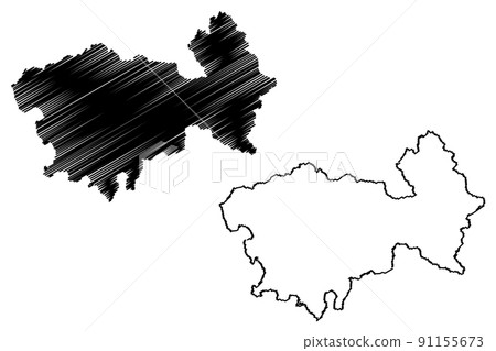 Uttarkashi district (Uttarakhand or Uttaranchal State, Republic of India) map vector illustration, scribble sketch Uttarkashi map 91155673