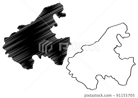 Vijayanagara district (Karnataka State, Republic of India, Gulbarga Division) map vector illustration, scribble sketch Vijayanagara map 91155705