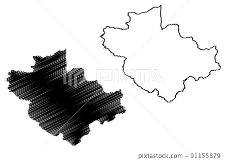 Wayanad district (Kerala State, Republic of India) map vector illustration, scribble sketch Wayanad map 91155879