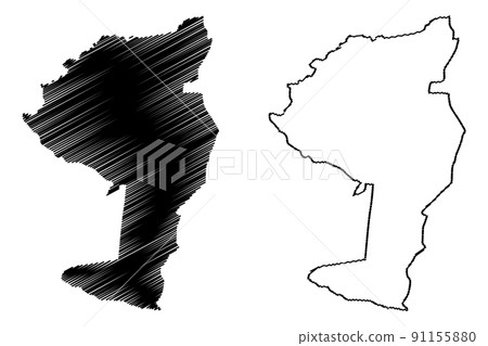 West Garo Hills district (Meghalaya State, Republic of India) map vector illustration, scribble sketch West Garo Hills map 91155880