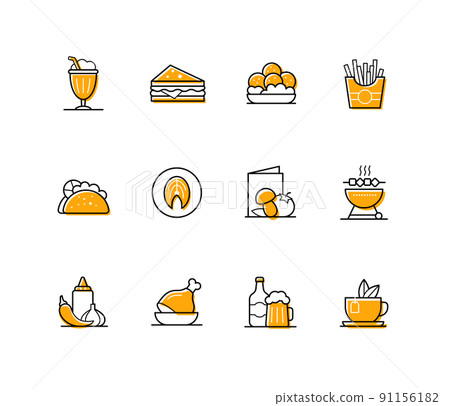 Food and drink - modern line design style icons set Food and drink - modern line design style icons set 91156182
