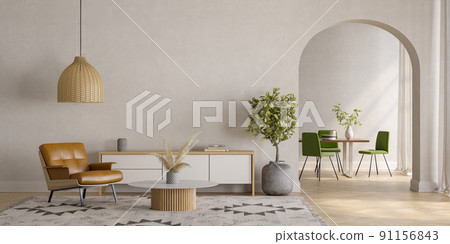 Modern style conceptual interior room 3d illustration Modern style conceptual interior room 3d illustration 91156843