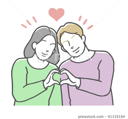 一對國際夫婦手工製作心印西方男人和亞洲女人 91158184