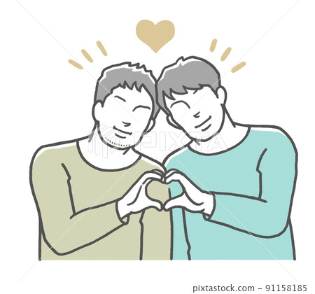 手工做心形標記的同性男夫妻 91158185