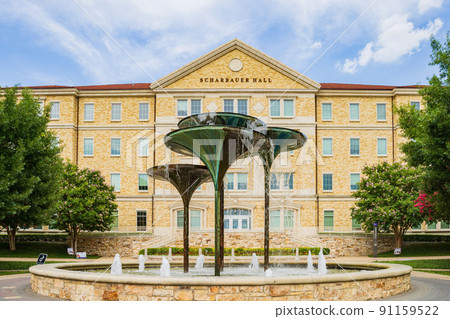 Overcast view of the Scharbauer Hall of Texas Christian University 91159522