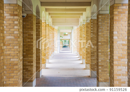 Overcast view of the hallway of Texas Christian University Overcast view of the hallway of Texas Christian University 91159526