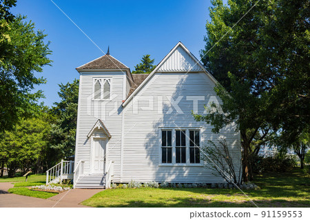 Sunny view of historical Pilot Grove Church building in Old City Park Sunny view of historical Pilot Grove Church building in Old City Park 91159553