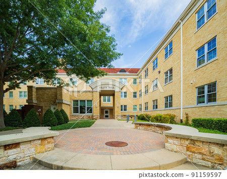 Overcast view of the Clark Hall of Texas Christian University 91159597