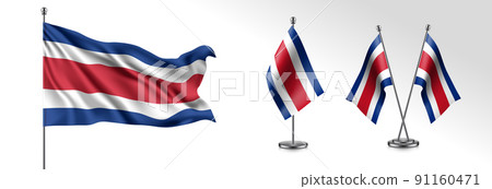Set of Costa Rica waving flag on isolated background vector illustration 91160471