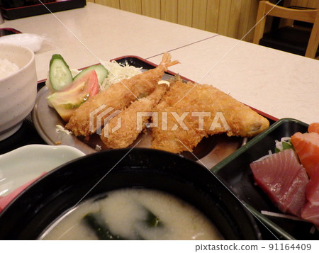 Aji fry fried shrimp lunch set meal 91164409