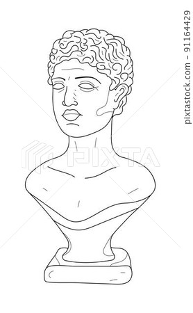 Greek goddess vector in line art style. Greek ancient statue outline illustration. Antique trendy bohemian Greece elements. 91164429