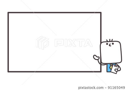 Illustration of a businessman giving an announcement in front of the board 91165049