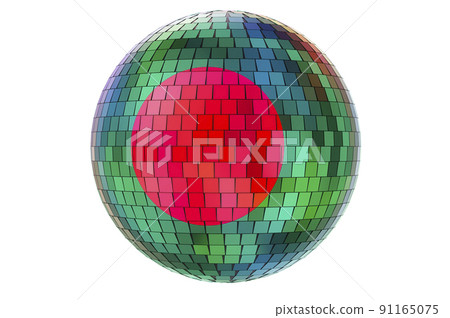 Mirror disco ball with Bangladeshi flag, 3D rendering Mirror disco ball with Bangladeshi flag, 3D rendering 91165075