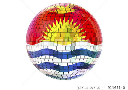 Mirror disco ball with Kiribatian flag, 3D rendering Mirror disco ball with Kiribatian flag, 3D rendering 91165140