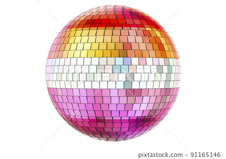 Mirror disco ball with lesbian flag, 3D rendering Mirror disco ball with lesbian flag, 3D rendering 91165146