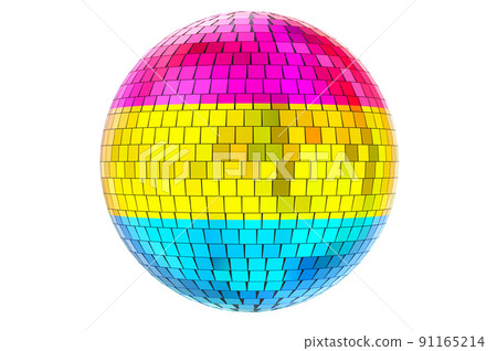 Mirror disco ball with pansexual flag, 3D rendering Mirror disco ball with pansexual flag, 3D rendering 91165214