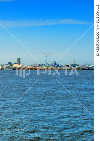 Scenery of Minato Mirai Yokohama City Wind Power Plant 91165611