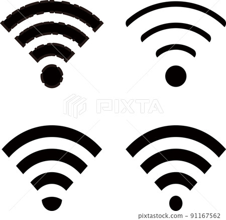Wi-Fi mark 4 types set monochrome icon Wi-Fi mark 4 types set monochrome icon 91167562