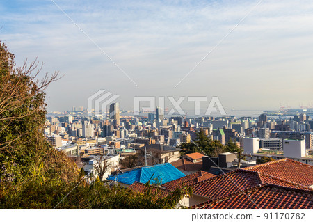 Kobe cityscape and Osaka Bay seen from the observatory Kobe cityscape and Osaka Bay seen from the observatory 91170782