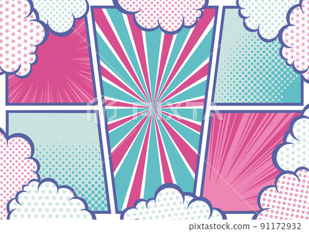 Clouds with colorful patterns and frame material with frame division 91172932